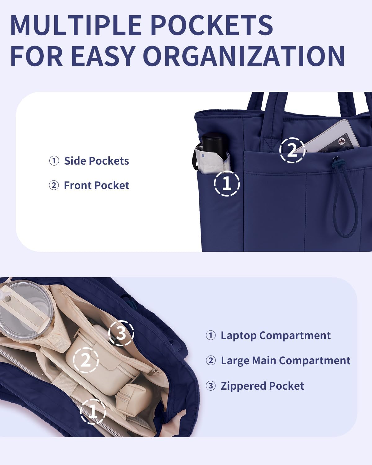QuiltTote Pro | Padded Laptop Bag with Tumbler Holder for Work Commute