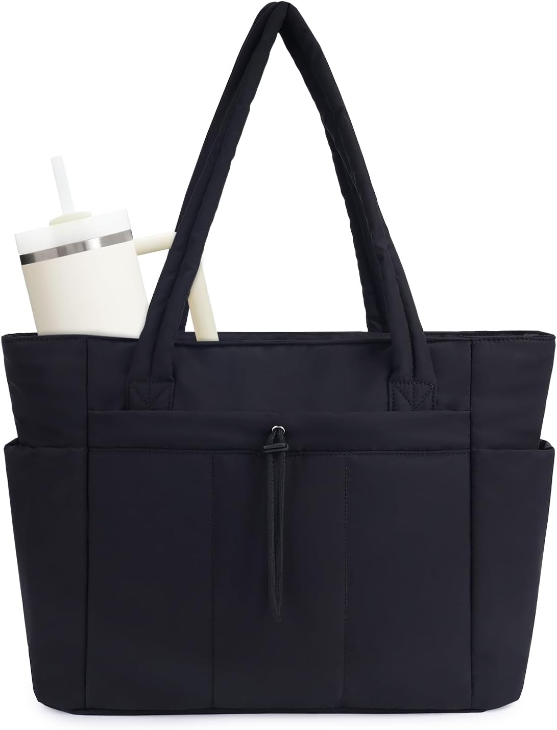 QuiltTote Pro | Padded Laptop Bag with Tumbler Holder for Work Commute