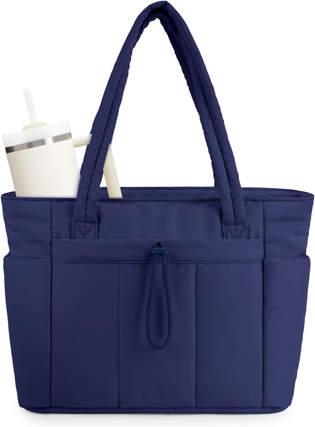 QuiltTote Pro | Padded Laptop Bag with Tumbler Holder for Work Commute