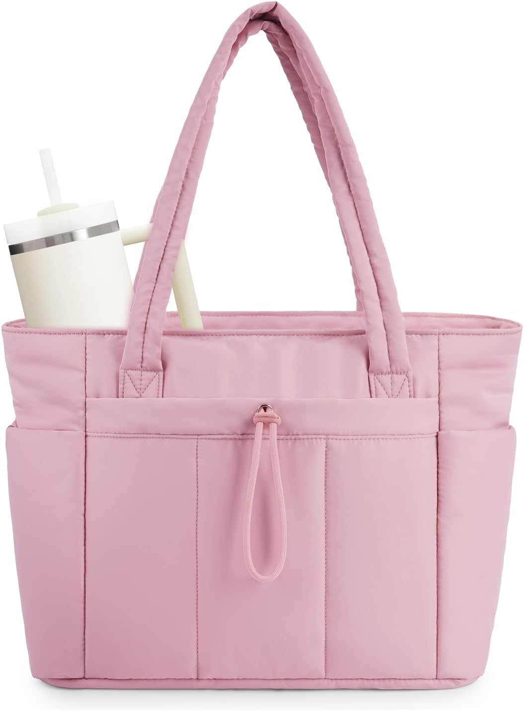 QuiltTote Pro | Padded Laptop Bag with Tumbler Holder for Work Commute