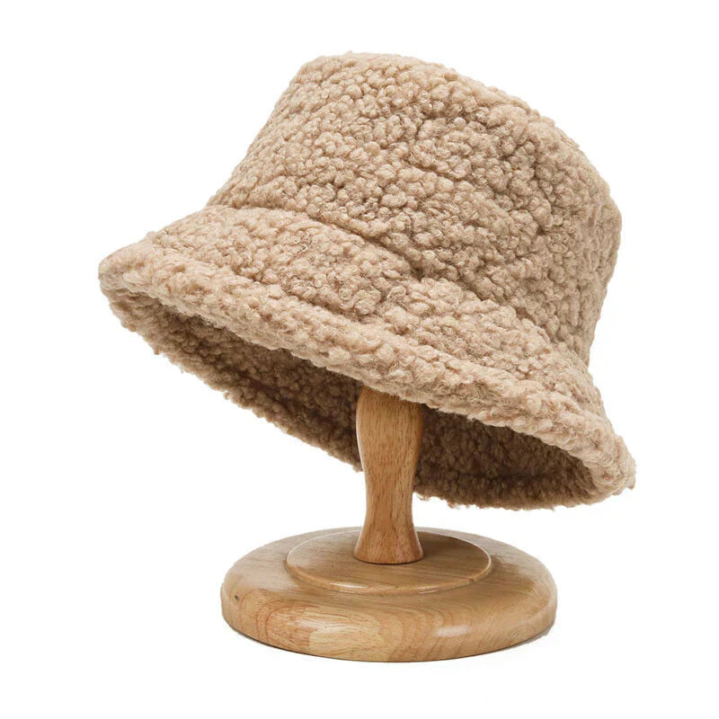 TeddyBucket Hat | Women's Winter Faux Fur Bucket Hat Warm Outdoor Fashion