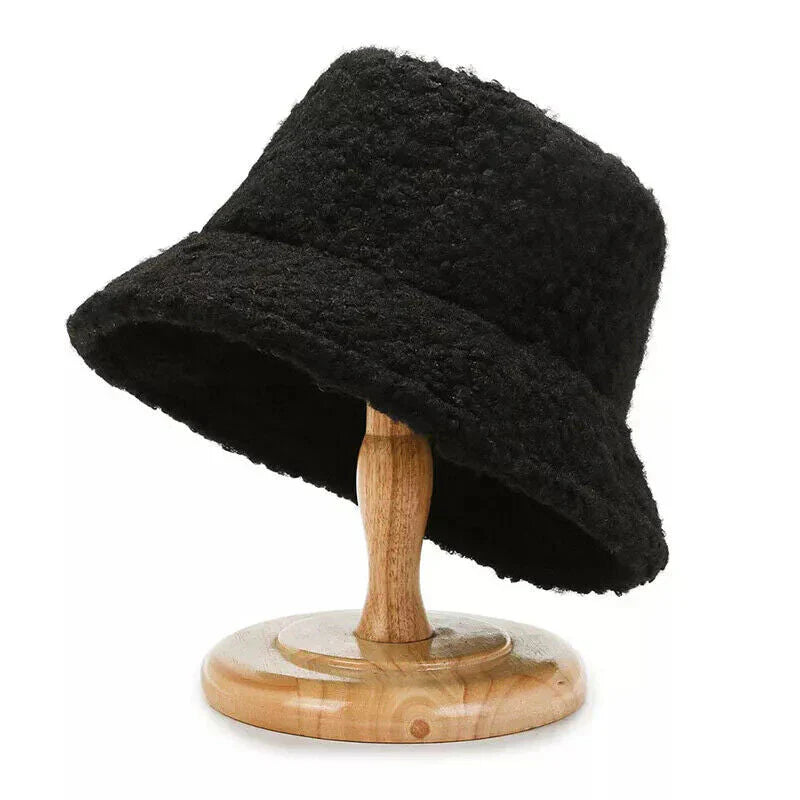 TeddyBucket Hat | Women's Winter Faux Fur Bucket Hat Warm Outdoor Fashion