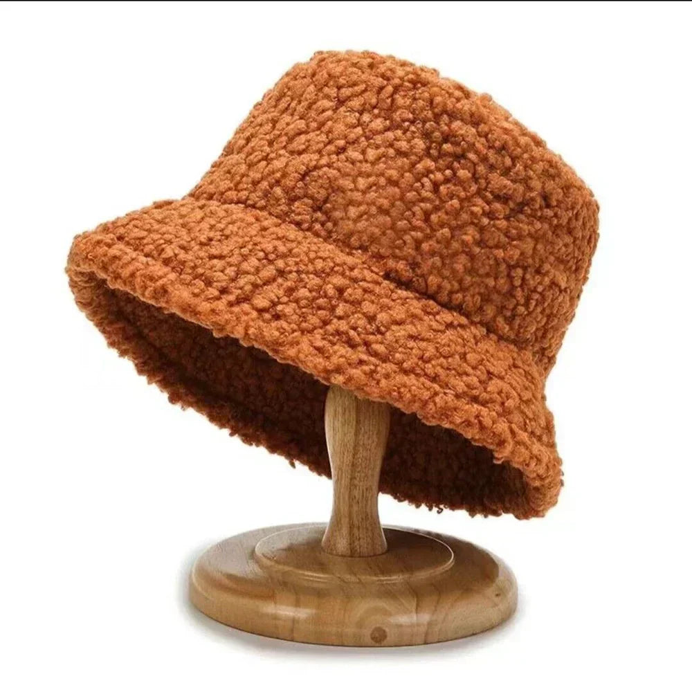 TeddyBucket Hat | Women's Winter Faux Fur Bucket Hat Warm Outdoor Fashion